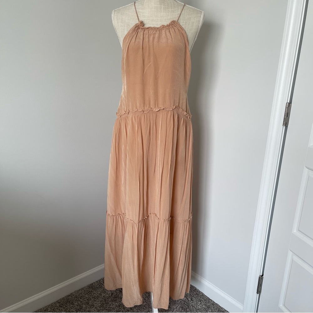 Zara Tan Open Back Maxi Dress